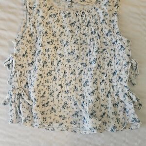 Floral Sleeveless Blouse with Side Ties